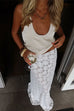 Meridress Elastic WaistBand Lace Hollow Out Maxi Skirt