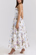 Meridress Spaghetti Strap Floral Print Bustier A-line Maxi Dress