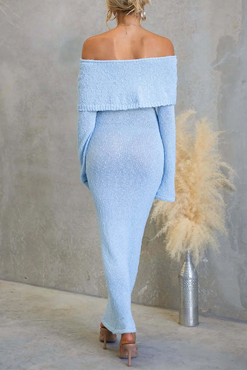 Meridress Off Shoulder Long Sleeves Bodycon Stretchy Maxi Dress