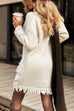 Drop Shoulder Fringe Hem Mini Sweater Dress
