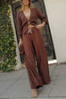 Drawstring Waist Wide Leg Casual Pants