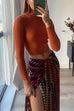 High Neck Long Sleeves Ribbed Knit Crop Top