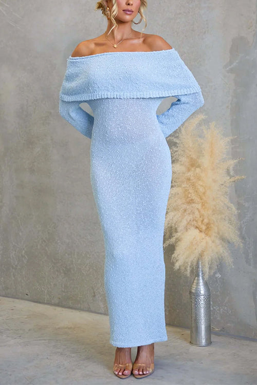 Meridress Off Shoulder Long Sleeves Bodycon Stretchy Maxi Dress