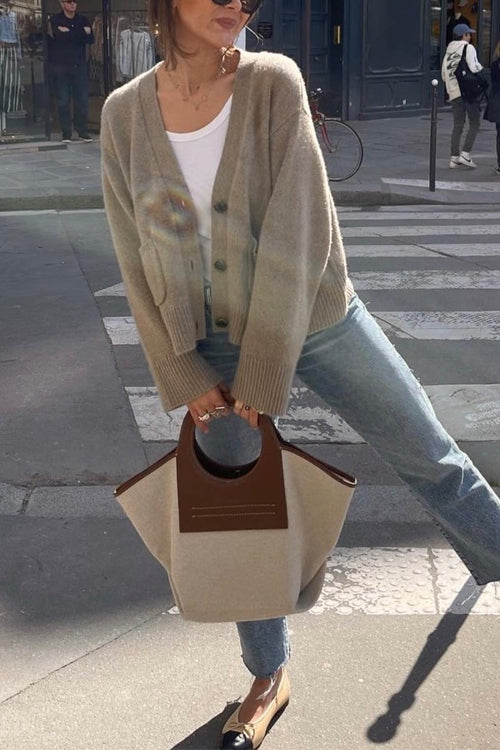 Meridress V Neck Button Down Pocketed Sweater Cardigan