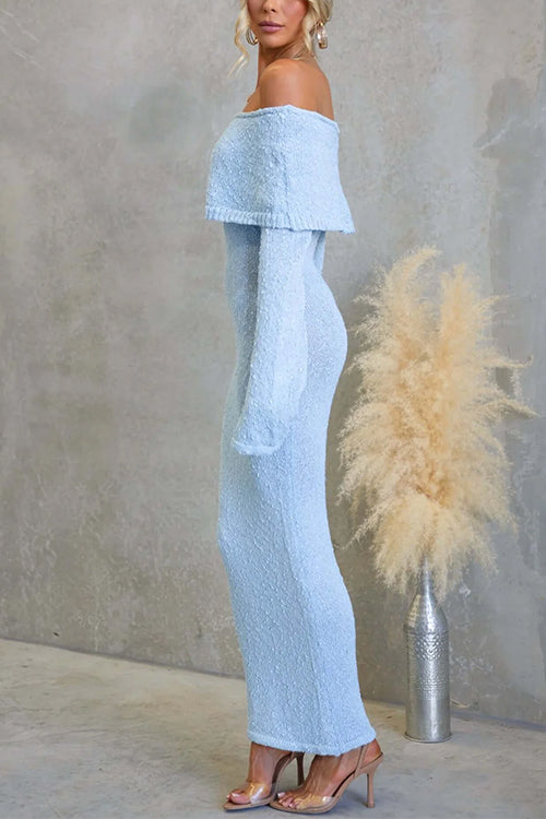 Meridress Off Shoulder Long Sleeves Bodycon Stretchy Maxi Dress