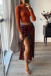 High Neck Long Sleeves Ribbed Knit Crop Top