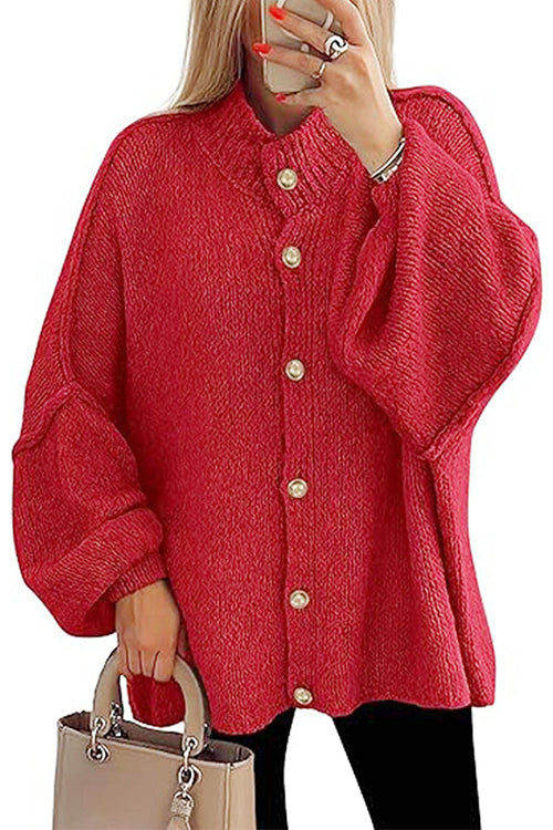 Meridress Button Up Balloon Sleeves Sweater Cardigan