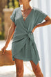 Meridress Cross V Neck Tie Mini Dress