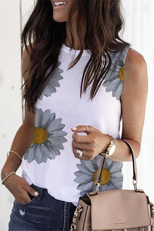 Meridress Beccy Sunflower Printed Tank Tops