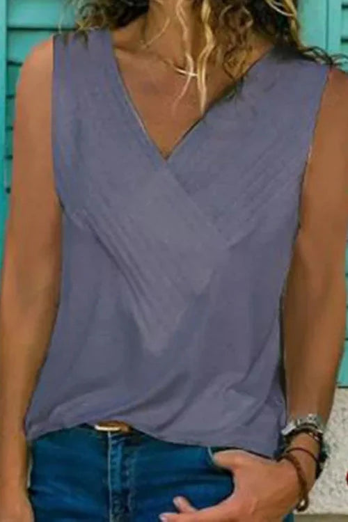 Meridress V Neck Cross Front Tank Top(6 Colors)