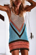 Meridress Contrast Color Hollow Out Cover Up