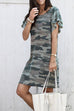 Meridress Bubble Sleeves Camo T-shirt Dress