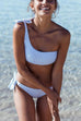 Meridress Sea Blue Striped One Shoulder Bikini Swimwear