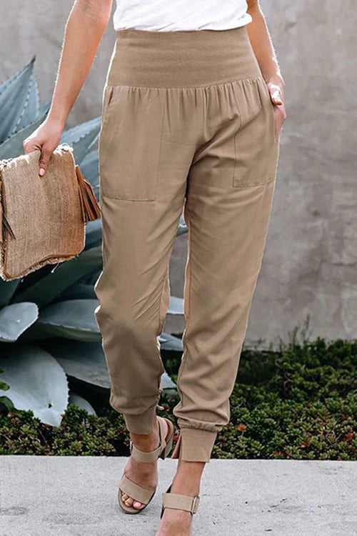 Meridress Solid High Waist Side Split Joggers with Pockets