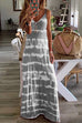 Meridress V Neck Spaghetti Strap Tie Dye Casual Maxi Dress