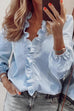 Meridress Scallop Deep V Neck Long Sleeve Shirt