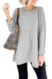 Meridress Side Split Ribbed Trim Loose Mid Sweater
