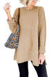 Meridress Side Split Ribbed Trim Loose Mid Sweater