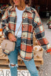 Meridress Classic Lapel Button Down Plaid Outwear