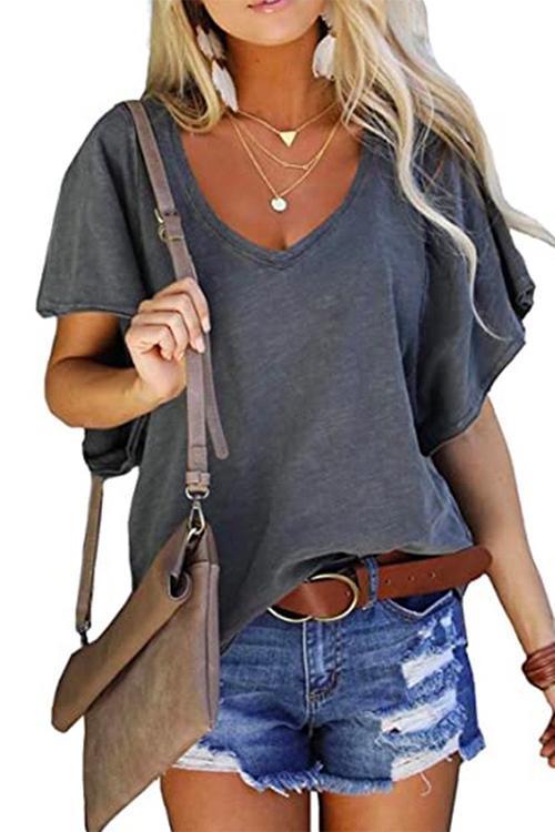 Meridress V Neck Flare Sleeve Summer T Shirt