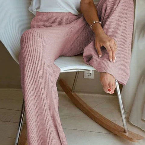Meridress Elastic Waist Wide Leg Solid Knit Pants