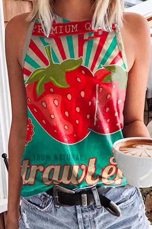 Meridress Cute Crewneck Graphic Printed Tank Top