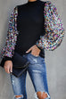 Meridress Creneck Sequin Lantern Sleeve Knitting Blouses