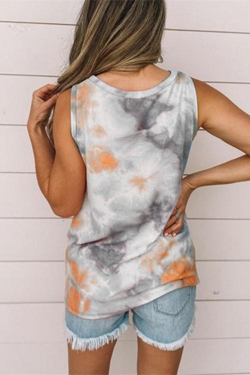 Meridress Tie Dye Twist Knot Tank Top
