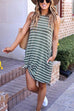 Meridress Striped Loose Round Neck Sundress With Pockets