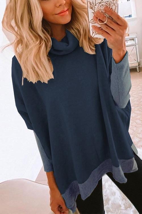 Meridress Cowl Neck Long Sleeve Side Split Sweatshirt