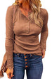 Meridress Lace Splice Long Sleeve Buttons Tunic Top