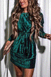 Meridress Tie Waist Velvet Holiday Dress(in 4 Colors)