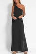 Meridress Sleeveless One Shoulder Side Split Maxi Dress