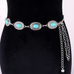 Meridress Turquoise Decorative Adjustable Metal Chain Belt