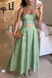 Meridress Embroidery Crop Cami Top and Elastic Waist Swing Maxi Skirt Set