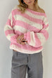 Meridress Drop Shoulder Striped Casual Pullover Sweater