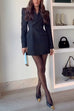 Lapel Double Breasted Solid Mini Blazer Dress