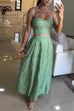 Meridress Embroidery Crop Cami Top and Elastic Waist Swing Maxi Skirt Set