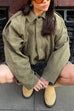 Meridress Lapel Zip Up Trendy Bomber Jacket