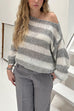 Meridress Drop Shoulder Striped Casual Pullover Sweater