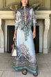 High Rise Bow Waist Unique Print Maxi Skirt