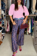 High Waist Paisley Print Pocketed Wide Leg Pants