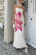 Strapless Orchid Print Flowy Maxi Dress