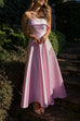 Meridress Spaghetti Strap Waisted A-line Satin Maxi Dress