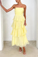 Meridress Strapless Empire Waist Ruffle Layered Maxi Dress