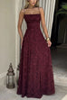 Meridress Spaghetti Strap Backless Lace-up Jacquard Maxi Dress