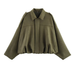 Meridress Lapel Zip Up Trendy Bomber Jacket