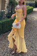 Meridress Spaghetti Strap Mesh Splice Draped Ruffle Maxi Dress
