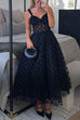 Meridress V Neck Polka Dot Mesh A-line Midi Cami Dress