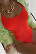 Meridress Low Back High Cut Crinkle One Piece Swimsuit